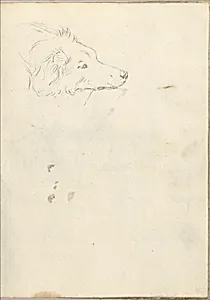 Head of a Dog (Smaller Italian Sketchbook, leaf 35 recto) by Joseph Wright (Wright of Derby)
