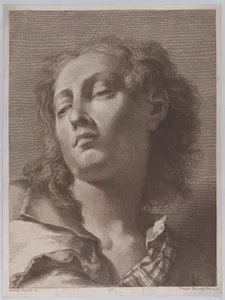 Head of a young man looking upwards; after Giovanni Battista Piazzetta