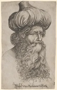 Head of an Elderly Man with a Long Beard and Turban