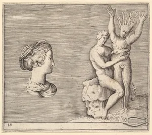 Head of Woman in Profile; Apollo and Daphne, from "Ex Antiquis Cameorum et Gemmae Delineata/ Liber Secundus/et ab Enea Vico Parmen Incis"