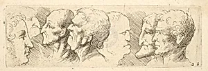 Head studies by Leonardo da Vinci|Wenceslaus Hollar