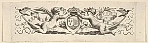 Headband: Two Infants with the Arms of France and Navarre by Claude Mellan