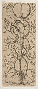 Heads of a Stag and Two Boars in Rinceaux of Oak Branches by Stefano della Bella