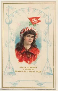 Helen Standish in Colors of Bunker Hill Yacht Club, from the Yacht Colors of the World series (N140) issued by Duke Sons & Co. to promote Honest Long Cut Tobacco