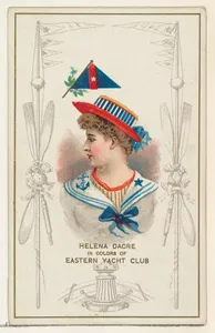 Helena Dacre in Colors of Eastern Yacht Club, from the Yacht Colors of the World series (N140) issued by Duke Sons & Co. to promote Honest Long Cut Tobacco