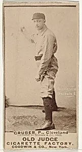 Henry Gruber, Pitcher, Cleveland, from the Old Judge series (N172) for Old Judge Cigarettes by Goodwin & Company