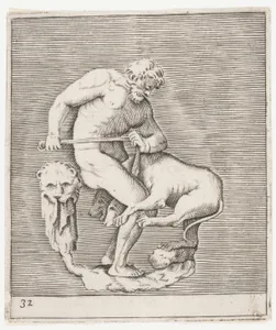 Hercules and Cerberus, from "Ex Antiquis Cameorum et Gemmae Delineata"