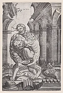 Hercules Strangling the Nemean Lion by Agostino Veneziano (Agostino dei Musi)|Raphael (Raffaello Sanzio or Santi)|Giulio Romano