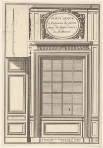 Hidden Door covered with a Mirror in the Trianon Palace,plate V from the Series 'Portes a Placard et Lambris', published as part of 'L'Architecture à la Mode'