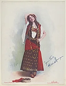 Hilda Spong as Esmerelda in The Hunchback of Notre Dame, from the Actresses series (T1), distributed by the American Tobacco Co. to promote Turkish Trophies Cigarettes by American Tobacco Company|Frederick Moladore Spiegle