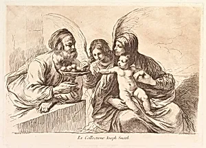 Holy Family with an Angel Who Offers Fruit to the Christ Child: Raccolta di alcuni disegni del Barbieri da Cento detto il Guernico by Guercino (Giovanni Francesco Barbieri)|Francesco Bartolozzi