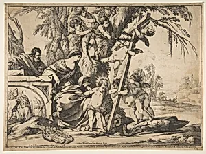 Holy Family with Christ Child Stepping on Serpent by Laurent de La Hyre|Jean Balesdens|Renato Guerineau