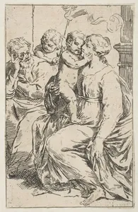 Holy Family with Saint John the Baptist, copy in reverse