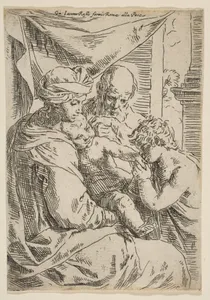 Holy Family with Saint John the Baptist kissing the infant Christ's hand