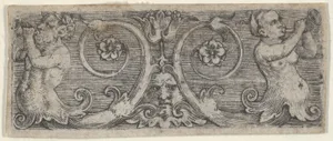 Horizontal Panel with Two Tritons with Foliate Tails Playing Horns