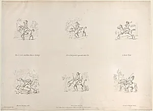 How to turn any Horse, Mare, or Gelding; How to Ride genteel & agreeable down Hill; A Bit of Blood; How to be run away with; How to loose your way; One way to Stop your Horse by Rudolph Ackermann, London|Henry William Bunbury|Thomas Rowlandson