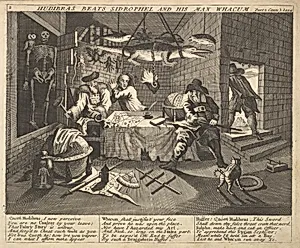 Hudibras Beats Sidrophel and His Man Wacum (Plate 8: Illustrations to Samuel Butler's Hudibras) by William Hogarth|Henry Overton and J. Hoole|Samuel Butler