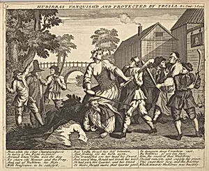 Hudibras Vanquish'd and Protected by Trulla (Plate 5: Illustrations to Samuel Butler's Hudibras) by William Hogarth|Henry Overton and J. Hoole|Samuel Butler