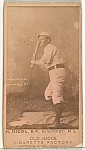 Hugh N. "Little Nick" Nicol, Right Field, Cincinnati, from the Old Judge series (N172) for Old Judge Cigarettes by Goodwin & Company