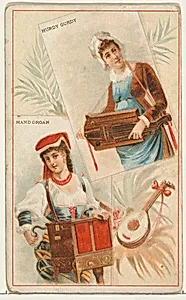 Hurdy Gurdy and Hand Organ, from the Musical Instruments series (N121) issued by Duke Sons & Co. to promote Honest Long Cut Tobacco by W. Duke, Sons & Co.|Schumacher & Ettlinger