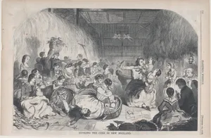 Husking the Corn in New England (from "Harper's Weekly," Vol. II)