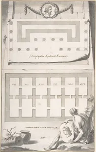 Ichnographia (or groundplan) of the Arch of Septimius Severus (above) and the Curia Hostilia (below)