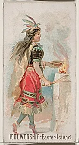 Idol Worship, Easter Island, from the Holidays series (N80) for Duke brand cigarettes by W. Duke, Sons & Co.|George S. Harris & Sons