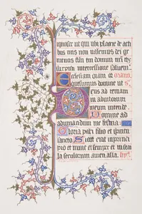 Illuminated Leaf with Initial "E" (recto); Vine Border (verso)