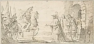Illustration for a Book: Cardinal Receiving a General at a City Gate by Giovanni Battista Tiepolo