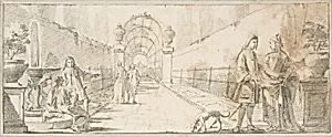 Illustration for a Book: Figures in Conversation in a Garden by Giovanni Battista Tiepolo