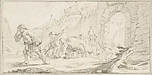 Illustration for a Book: Inhabitants Leaving a Conquered City by Giovanni Battista Tiepolo