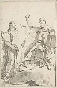 Illustration for a Book: Saint Luke with a Female Allegorical Figure by Giovanni Battista Tiepolo