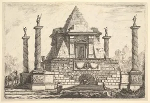 Imaginary Architecture with Camel and Figures, after Della Bella