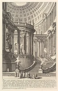 Imaginery ancient temple designed in the style of those built in honor of the Goddess Vesta... (Tempio antico inventato e disegnato alla maniera di quelli che si fabbricavano in onore della Dea Vesta...), from "Prima Parte di Architettura, e Prospettive" by Giovanni Battista Piranesi