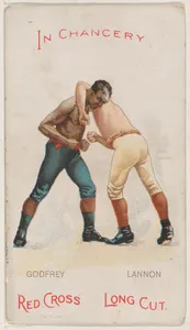 In Chancery, George Godfrey and Joe Lannon, from the Boxing Positions and Boxers series (N266) issued by P. Lorillard Company to promote Red Cross Long Cut Tobacco