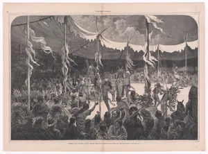 Indian Sun Dance–Young Bucks Proving Their Endurance by Self-Torture ("Harper's Weekly," Vol. XIX, pp. 8-9)