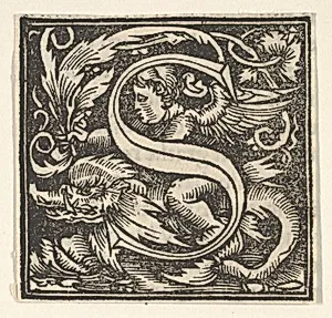 Initial letter S with putto by Heinrich Vogtherr the Elder
