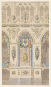 Interior Elevation of Reims Cathedral with a Statue of King Louis I