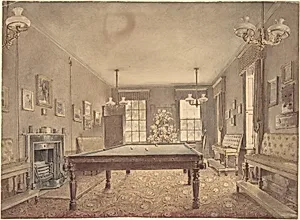 Interior of the billiard room at Lupton House, Devonshire, designed by George Wrightwick for Sir J.B.Y. Buller by Reid Turner