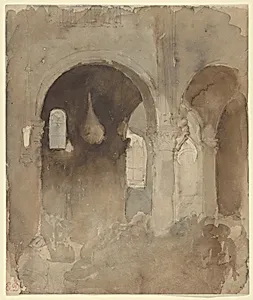 Interior of the Church of Valmont Abbey by Eugène Delacroix