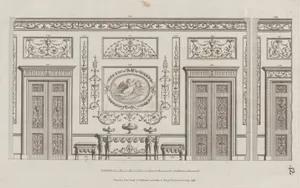 Interior Ornamented Wall with Doors, nos. 228–239, plate 42 from "Designs for Various Ornaments"