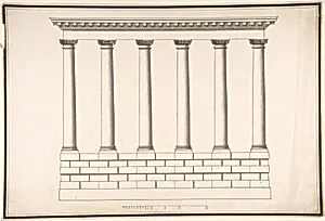 Ionic Colonnade (6 Columns) on Rusticated Base