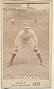 Irwin, Shortstop, Philadelphia, from the Kalamazoo Bats series (N690) issued by Chas. Gross & Co. to promote Kalamazoo Bats by Chas. Gross & Co.