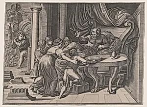 Isaac Blessing Jacob by Agostino Veneziano (Agostino dei Musi)|Raphael (Raffaello Sanzio or Santi)