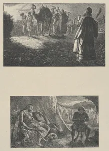 Isaac Meeting Rebekah–Esau Selling His Birthright, from "Dalziels' Bible Gallery"