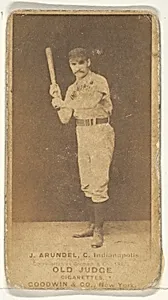 J. Arundel, Catcher, Indianapolis, from the Old Judge series (N172) for Old Judge Cigarettes by Goodwin & Company