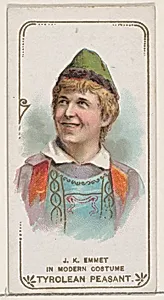J. K. Emmet in the Modern Costume of a Tyrolean Peasant, from the set Actors and Actresses, First Series (N70) for Duke brand cigarettes by W. Duke, Sons & Co.|Knapp & Company