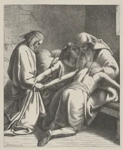 Jacob Blessing Ephraim and Manasseh, from "Dalziels' Bible Gallery"