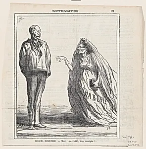 Jacques Bonhomme: Sorry, Madam, but you are really too decrepit!, from 'News of the day,' published in Le Charivari, June 8, 1872 by Honoré Daumier