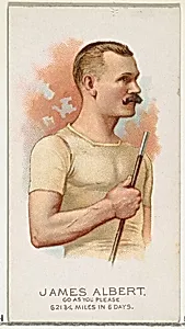 James Albert, Pedestrian-Go As You Please, from World's Champions, Series 2 (N29) for Allen & Ginter Cigarettes by Lindner, Eddy & Claus|Allen & Ginter